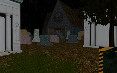 A graveyard located outside a church